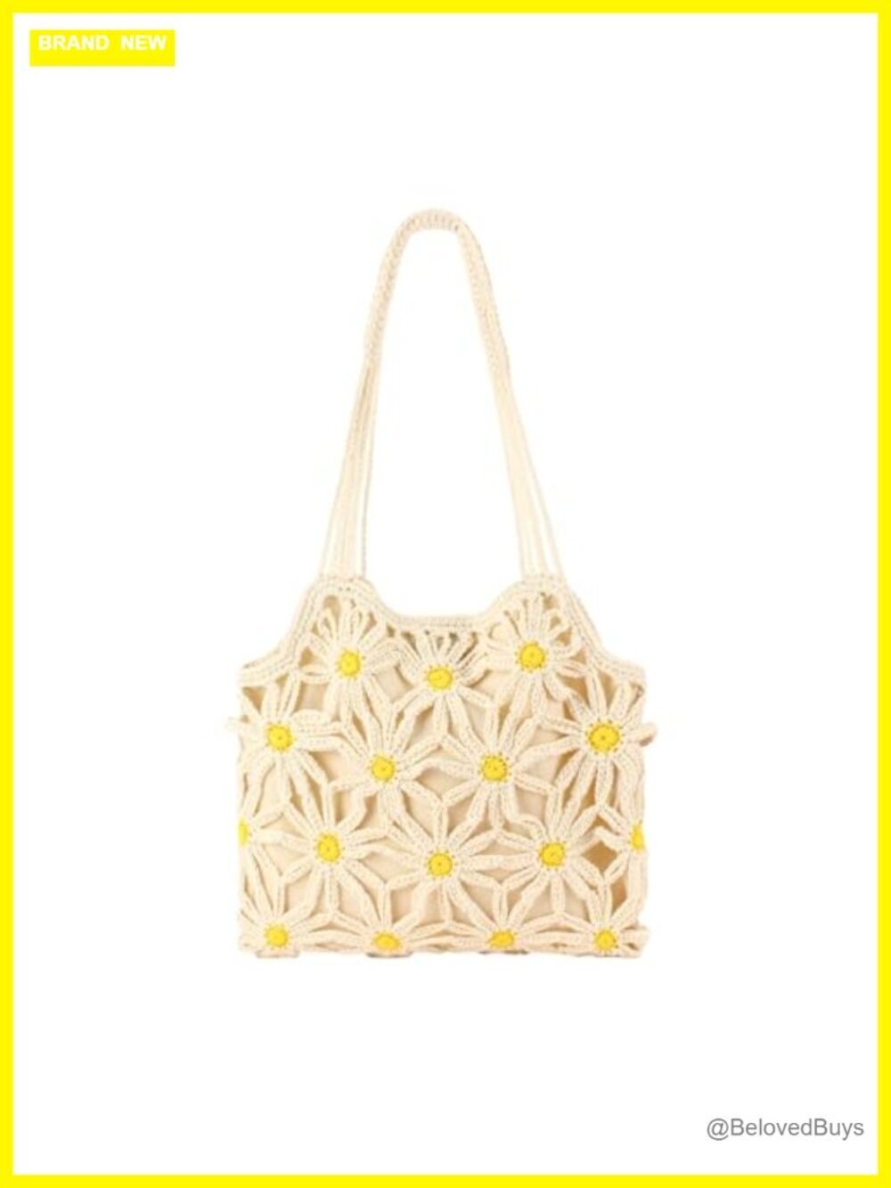 Handwoven Crochet Beach Tote Bag Mesh Flower Summer Shoulder Hobo Bag